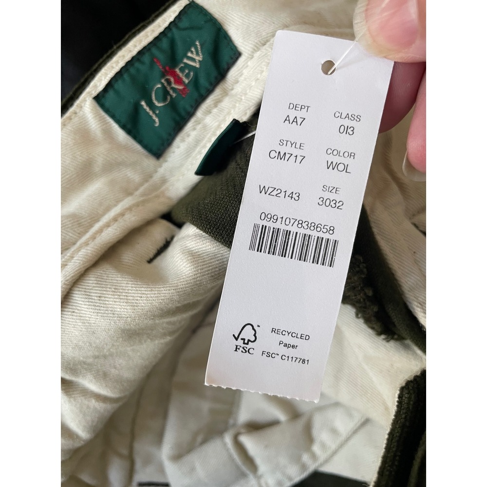 J.Crew Classic Straight Corduroy Pants Dark Olive Green 30x32 Oarsman - Picture 7 of 8